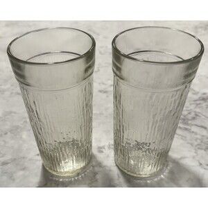 2 Kerr Glass Drinking Tumblers Bark Icicle Textured 406